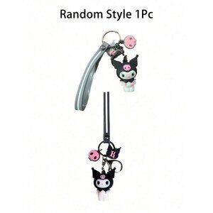 1Pc Sanrio Keychain Kuromi Hello Kitty Cinnamoroll Melody Kerokero Keroppi Black